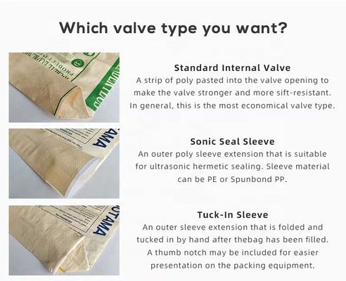 20kg 25kg Tile Adhesive Powder Bag PP Valve Bag with Square Bottom and 100% Virgin Polypropylene