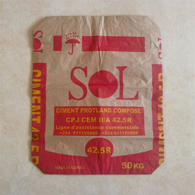 2 لایه 90GSM کاغذ دریچه کیسه با بلوک پایین برای 20kg 25kg 30kg 40kg سنگ شکن